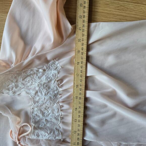 Wonder Maid Vintage 50s Peach Embroidered Lace Ruffle Bed Jacket Coquette Boho - Picture 10 of 12